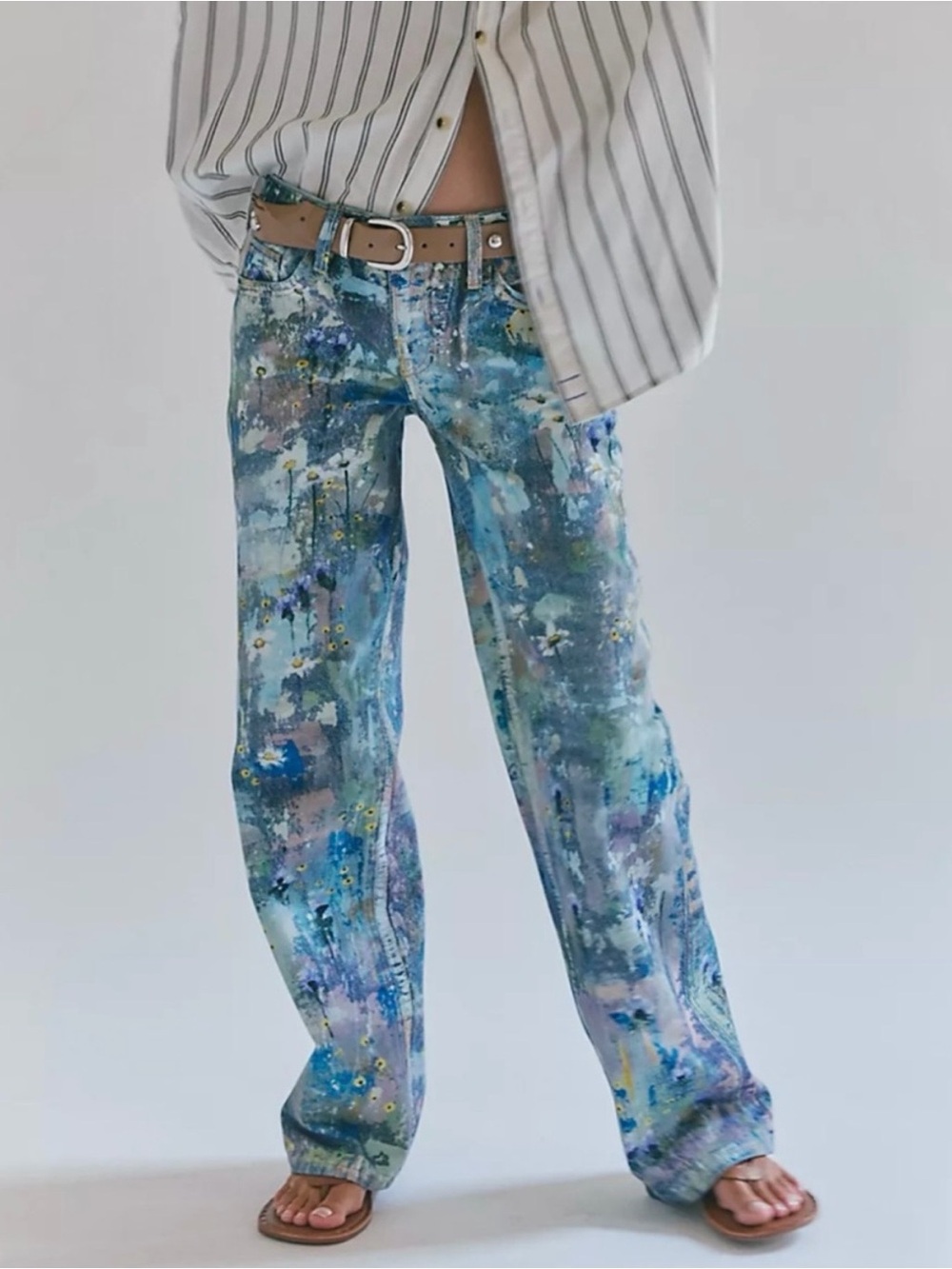 We The Free Blue Multicolor Paint-Splatter Jeans